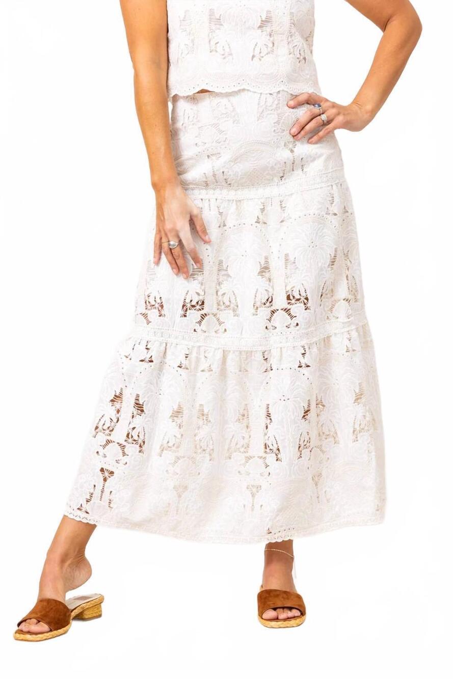 NEW LUCY PARIS kelly lace midi skirt in cream